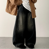 Allt Hem Snap Pin Tuck Washed Denim Wide Pants