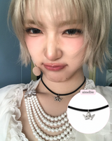 [IDLE Shuhua Necklace] プチエンジェルチョーカーネックレス - シルバーカラー