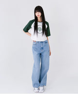 STITCH LOGO RAGLAN HALF T-SHIRT [3color]