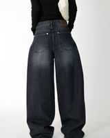 devil black over denim pants