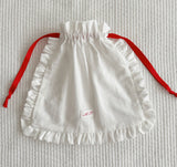 Initial Label Frill Pocket Red String Medium Size