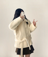 ポニーシックベルトダブルハイネックコート
