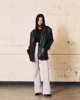 Circle Leather Blazer (Black)