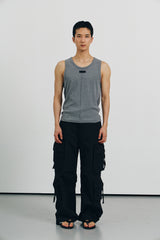Reverse labeling sleeveless(Gray)