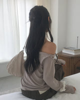 [MADE] エンジェヴィンテージアンティークボタンオフショルダー長袖Tシャツ