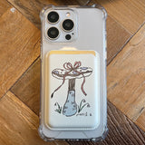 ribbon mushroom magsafe leather pocket wallet