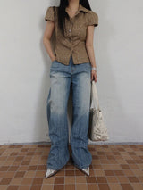 WAVY STRIPE WIDE DENIM (BLUE, BLACK 2COLORS!)