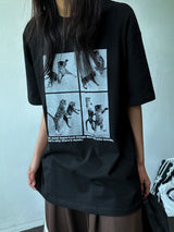 ジュジュ フォーセクション ブラックホワイト オーバーサイズTシャツ - 4カラー