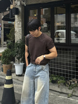ティーンダイイングバックポケットバルーンデニムパンツ