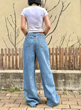 WRAP WAIST WIDE FIT DENIM PANTS code 18104