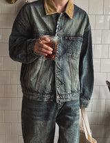 French Golden Work Denim Jacket
