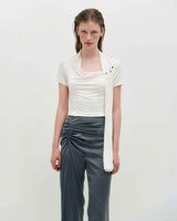 Cowl Neck Scarf T-Shirt _ WHITE