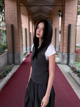  OPEN RIBBON HOODIE TOP