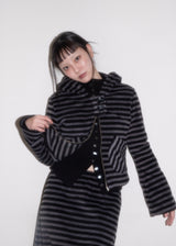 ポケットフリースフーディージャケット [Striped]
