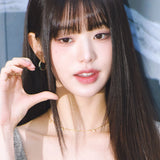 ネイビーブルーエナメルスパークルストーンセッティングオーバーラップフープリング925シルバーイヤリングE031-04H-B (Worn by Jang Wonyoung)