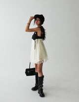 coloring flower embroidered mini dress