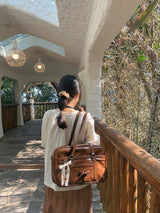 Classic ribbon school bag_vintage brown