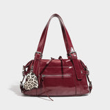 Leopard Print Studded Biker Tote Bag