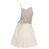 BACK POINT PLEATS WOVEN DRESS [MULTI]