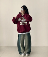 ムードグラディエントウォッシングサイドインシジョンワイドデニムパンツ