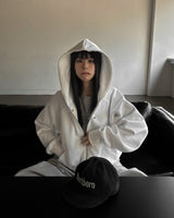 Eyelet full hoodie zip up