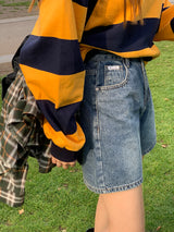 [UNISEX] Perrin ストライプカラスウェットシャツ