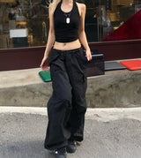 string low-rise cargo pants