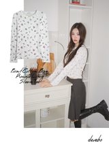 Print Cotton Bow Round Long Sleeve Tee
