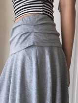 26SS★ [MADE/Skirt+Pants SET] Forin Bootcut Pants Unbalance Shirring Flare Layered Skirt