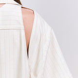 Back Cut-Out Linen Stripe Dress