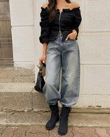 Easy wide denim pants