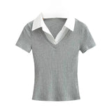 Rella Ribbed Collar Tee