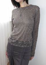 FLOWER LACE SLEEVE TEE (3color)
