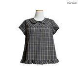 (3color) Classic Frill Check Short Sleeve Blouse