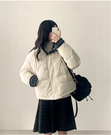 Daring checkered lining point short padded coat