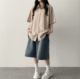 エリンカーペンターポケットバンド付き デニムバミューダパンツ
