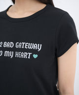 502 グリッターレタリングTシャツ - ブラック