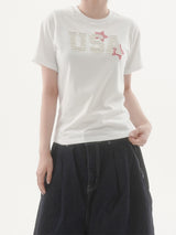 Star lettering patch short-sleeve T-shirt -3C