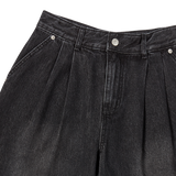 25SS ワイドベーシックデニムショートパンツ ブラック
