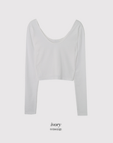 Modal Soft U-neck Crop Long Sleeve T-shirt (3color)