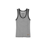 Wool 100% Striped Knit Sleeveless_Grey