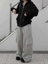 ローブリバーシブルボーダーフードジップアップ