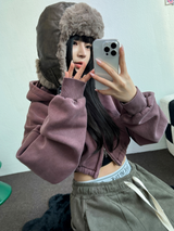 ピグメントハーディークロップドフーディージップアップ ❤🩶🤎 3COLOR