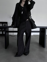 [unisex] pintuck wide laser slacks