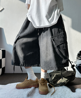 BIG CARGO DOWN ROPE ストリングデニムオーバーバミューダ 🩵🖤2COLOR
