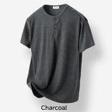ネビショルダースナップヘンリーネックショートスリーブTシャツ