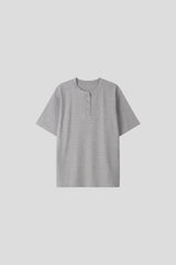LMN Felt Muscle Touch Henley Neck Short Sleeve Tee (4 colors)