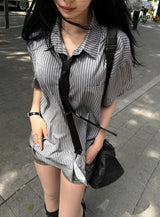 26SS★ [ MADE / Tie Set ] Silk Stripe Classic Shirt Short Sleeve Version