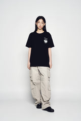 25SS ニュースペーパーラビットショートスリーブTシャツ ブラック