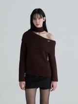 Muffler symbol knit set (Brown)